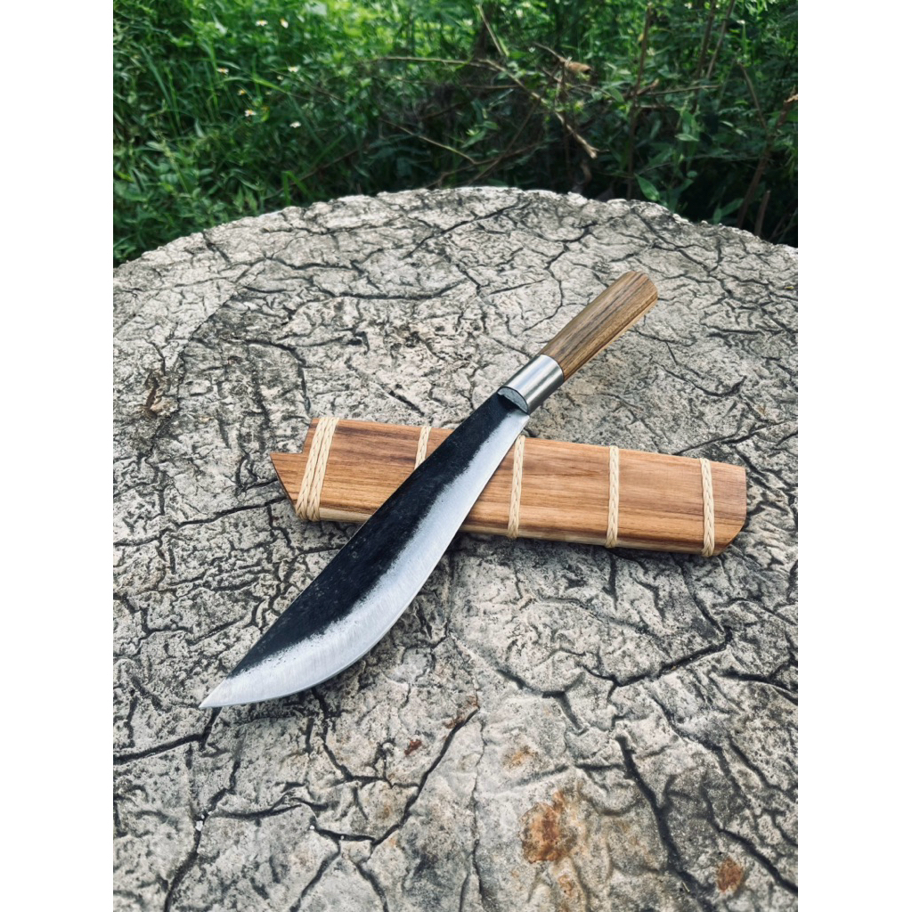 มีดลาบมีดปลายว้ายมีดเดินป่าขนาด9-10นิ้วแหนบแท้100%