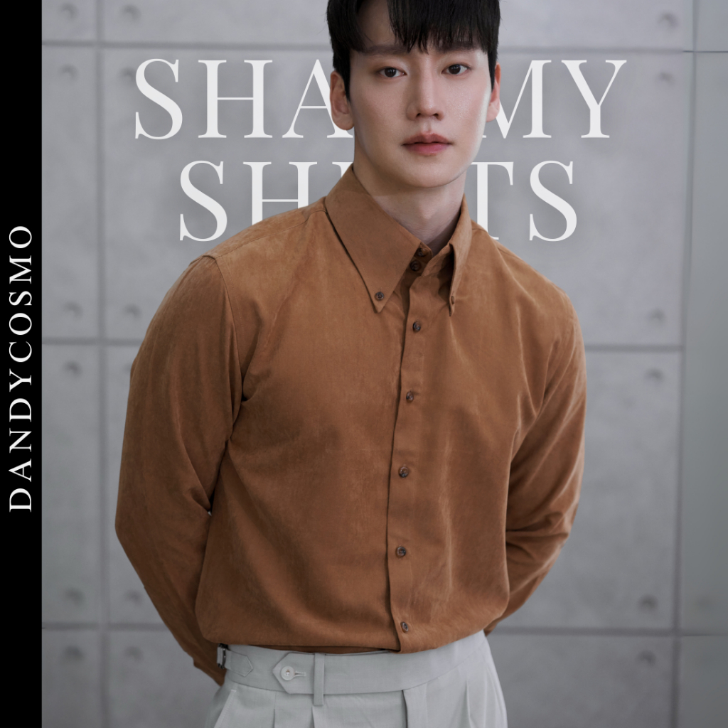 DANDY COSMO | เสื้อเชิ้ต Shammy Shirt ผ้า Texture คล้ายหนังกลับ สวยหรู ดูแพง ทรง Body Fit