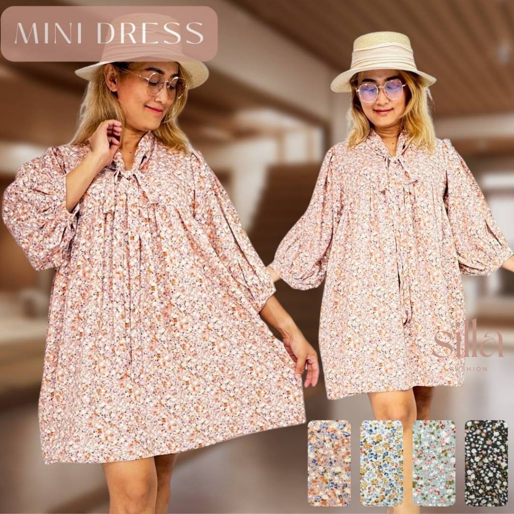 Silla รุ่น Mini Dress ผ้าไหมอิตาลี ลายดอกไม้ ✨ เรียบง่ายแต่ดูดี ใส่แล้วหวานละมุนสุด ๆ