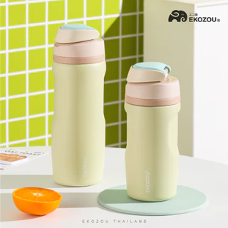 EKOZOU รุ่น EKO POPSIP ขวดน้ำสแตนเลส 304 เคลือบเซรามิก เก็บอุณหภูมิร้อน-เย็น มีหลอดดูดในตัว