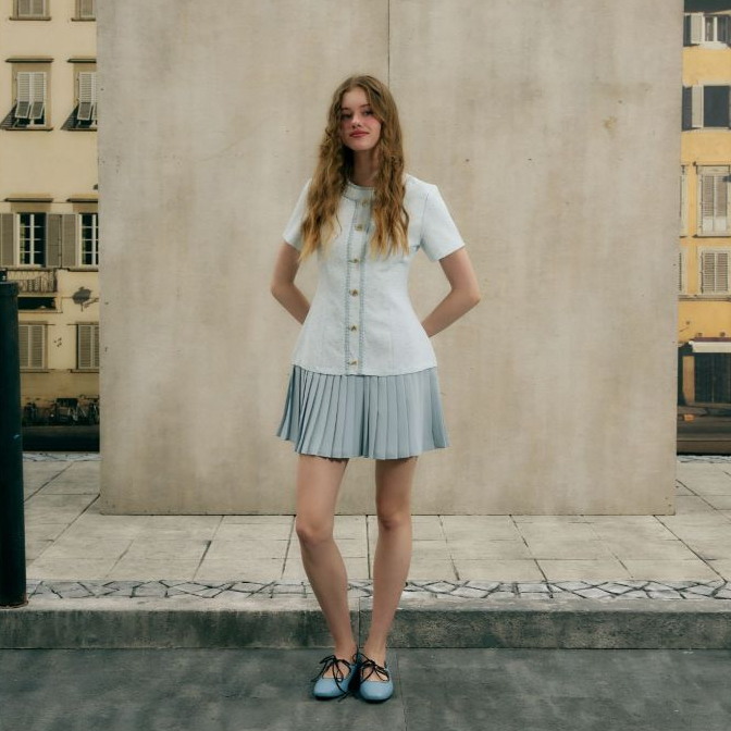 LA MIGNONNE (XS-3XL) Cynthia Denise Dress เดรสใส่ทำงาน ใส่เที่ยว ดีเทลล์กระดุมอะไหล่ทองโลโก้แบรนด์ช่