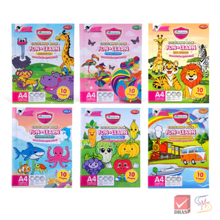 Master Art สมุดภาพระบายสี สมุดระบายสีสัตว์ ลายโลกแฟนตาซี FUN&LEARN 100G 10 แผ่น จำนวน 1 เล่ม