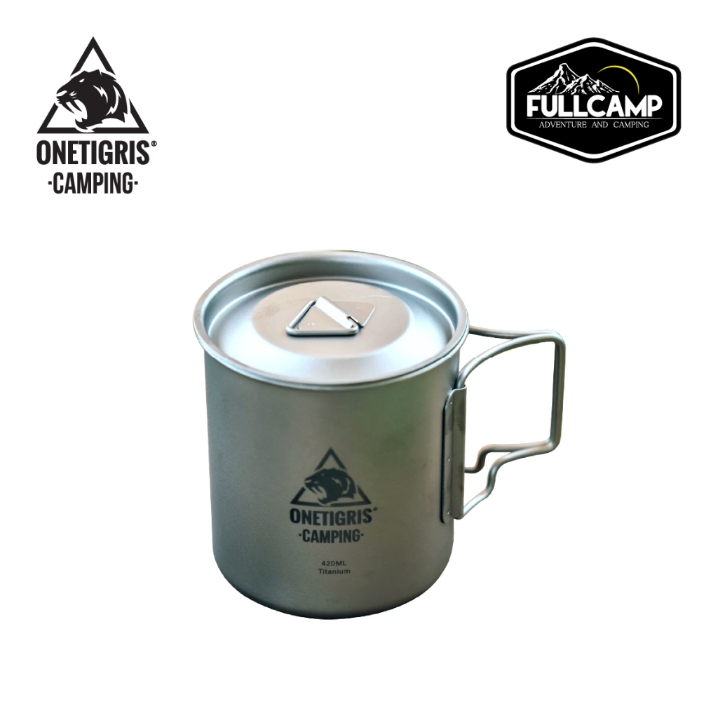 OneTigris Titanium Mug with Lid (Single) แก้วไทเทเนียม แบบผนังชั้นเดียว หูพับเก็บได้ สำหรับแคมป์ปิ้ง