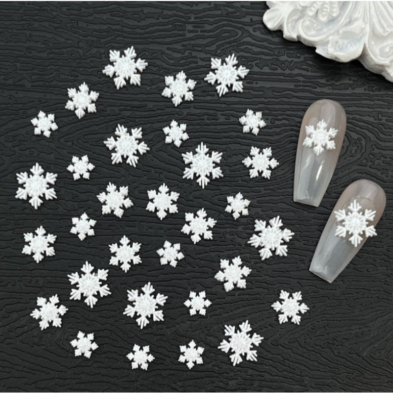 Z2.[ถุงละ20ชิ้น][ร้านไทย]❄✨เกล็ดหิมะตกแต่งเล็บแบบชิ้นเดี่ยว🎄 กลิตเตอร์คริสต์มาส หนา คุณภาพดี ติดง่าย แต่งเล็บ/DIY✨❄