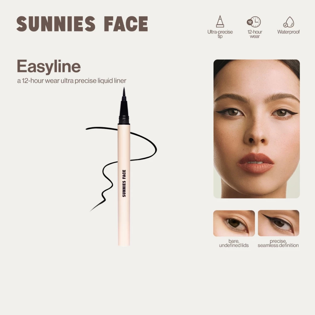 Sunnies Face Easyline [อายไลเนอร์น้ำ สีเข้มติดทนนาน 12 ชั่วโมง] (Super Black) (Exp. 12/26)