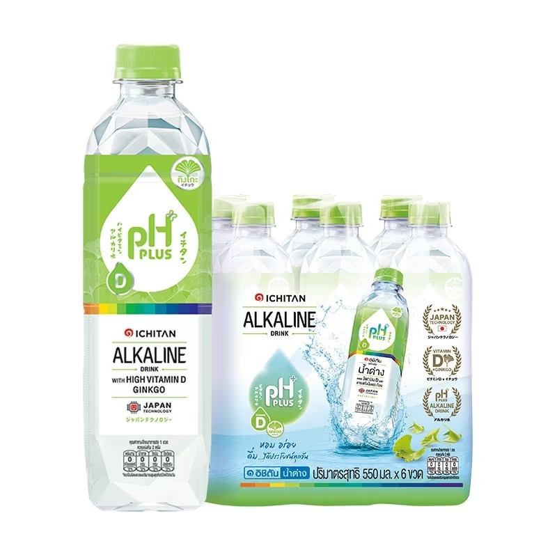 อิชิตันพีเอช พลัส น้ำด่าง 8.5 ผสมวิตามินดี และสารสกัดใบแปะก๊วย 550 มล. x 6มีจัดส่งแบบ express delivery ได้รับของภายในวัน