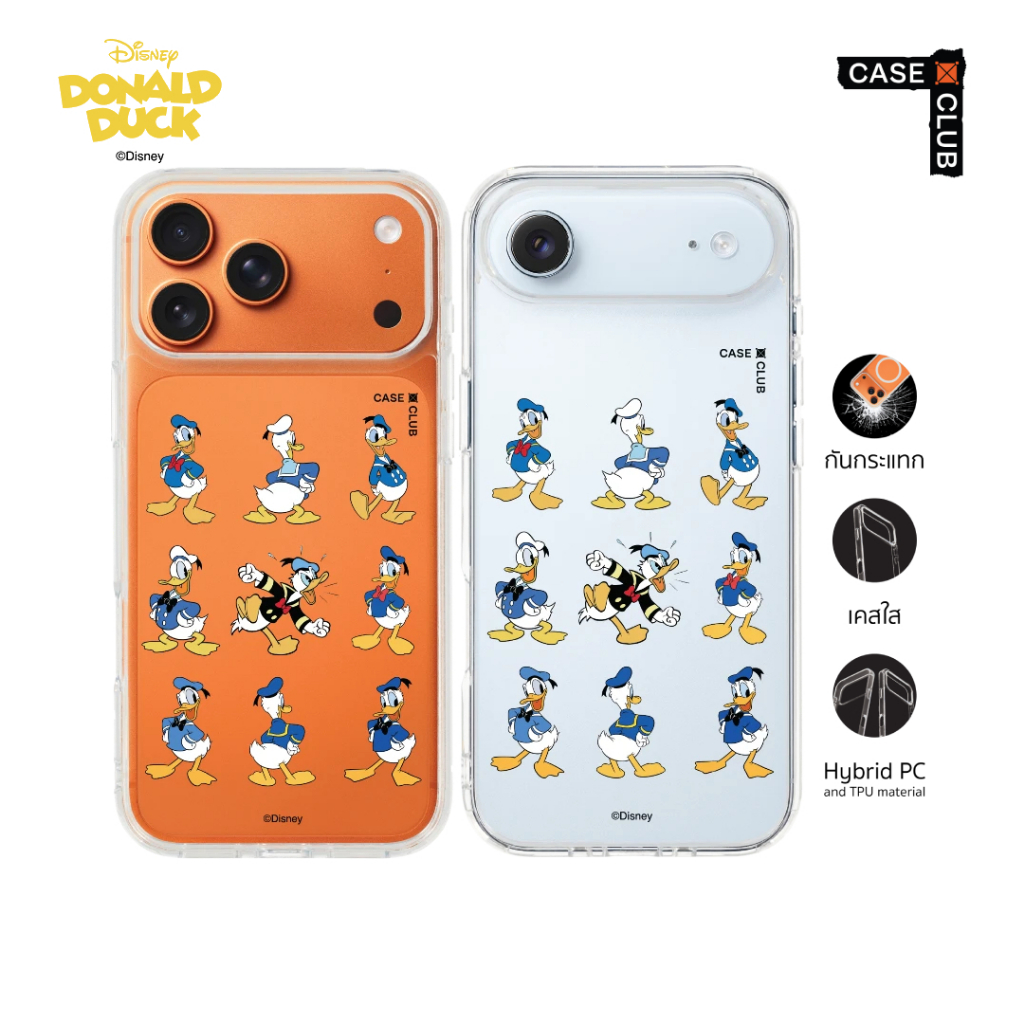 CaseClub เคสไอโฟน เคสโทรศัพท์ เคสใส ลาย Donald Duck Character Donald Duck คาแรคเตอร์ สำหรับ i17 Pro 