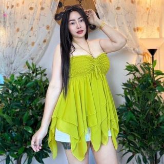 เสื้อสาวอวบ**ร้านแม่เพ็ญ อก20-48ยาว27 ทรงเกาะอก ผ้าชีฟองชายพริ้วๆ**รุ่น แป้งโก๊ะ**
