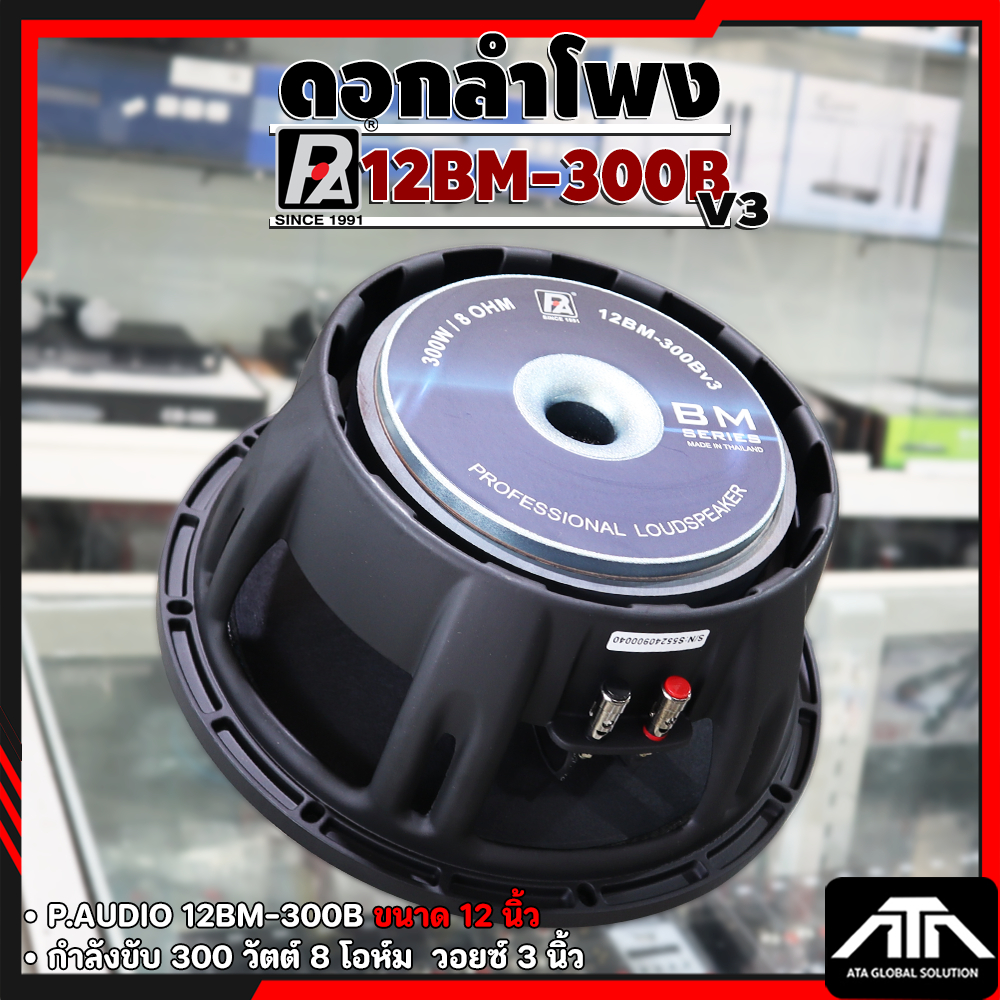 ดอกลำโพง P.AUDIO 12BM-300B V3 ลำโพงขนาด12 นิ้ว โครงหล่อ  ดอกลำโพงคุณภาพสูง ราคาประหยัด 12BM 300B