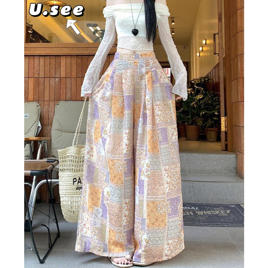 กางเกงขายาว กางเกงลำลองผู้หญิง ทรงหลวม ลายสวยมาก ใส่เทียวสวยมาก#1255