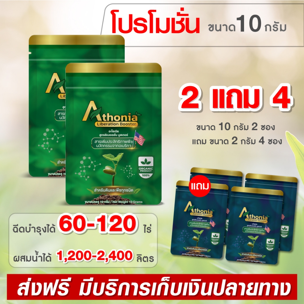 2แถม4 อะโธเนีย 10กรัม [60-120 ไร่] อาหารเสริมพืชทางใบ เร่งราก เร่งต้น เร่งดอก เพิ่มแป้ง เพิ่มน้ำตาล