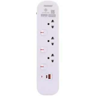 Toshino รางปลั๊ก 3 ช่อง + 1C1A 20W 3 สวิตช์ 3 ม. (16A/3600W) รุ่น JT3UC-3M