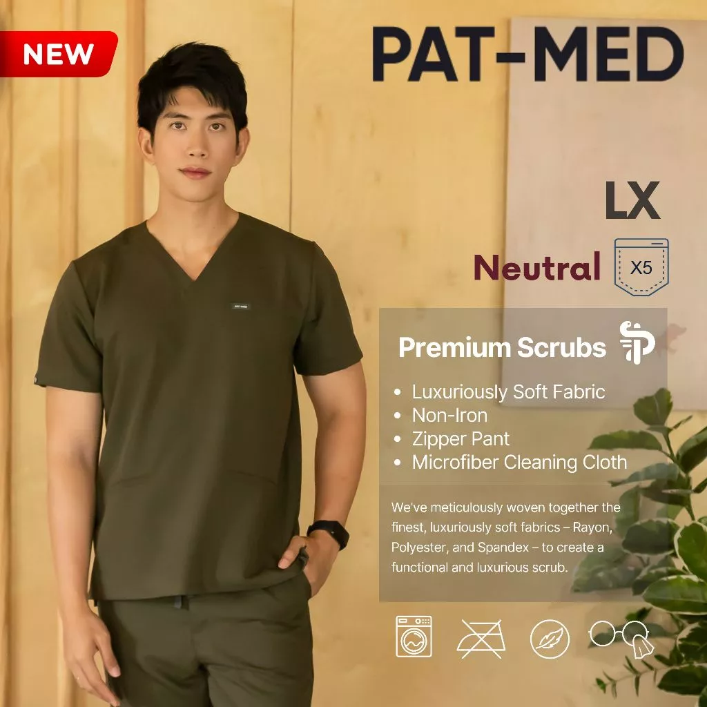 PAT-MED LX Neutral Scrubs Sets Top & Pants for Male ชุดสครับแพทย์ พยาบาล (ไม่รวมปักชื่อ)