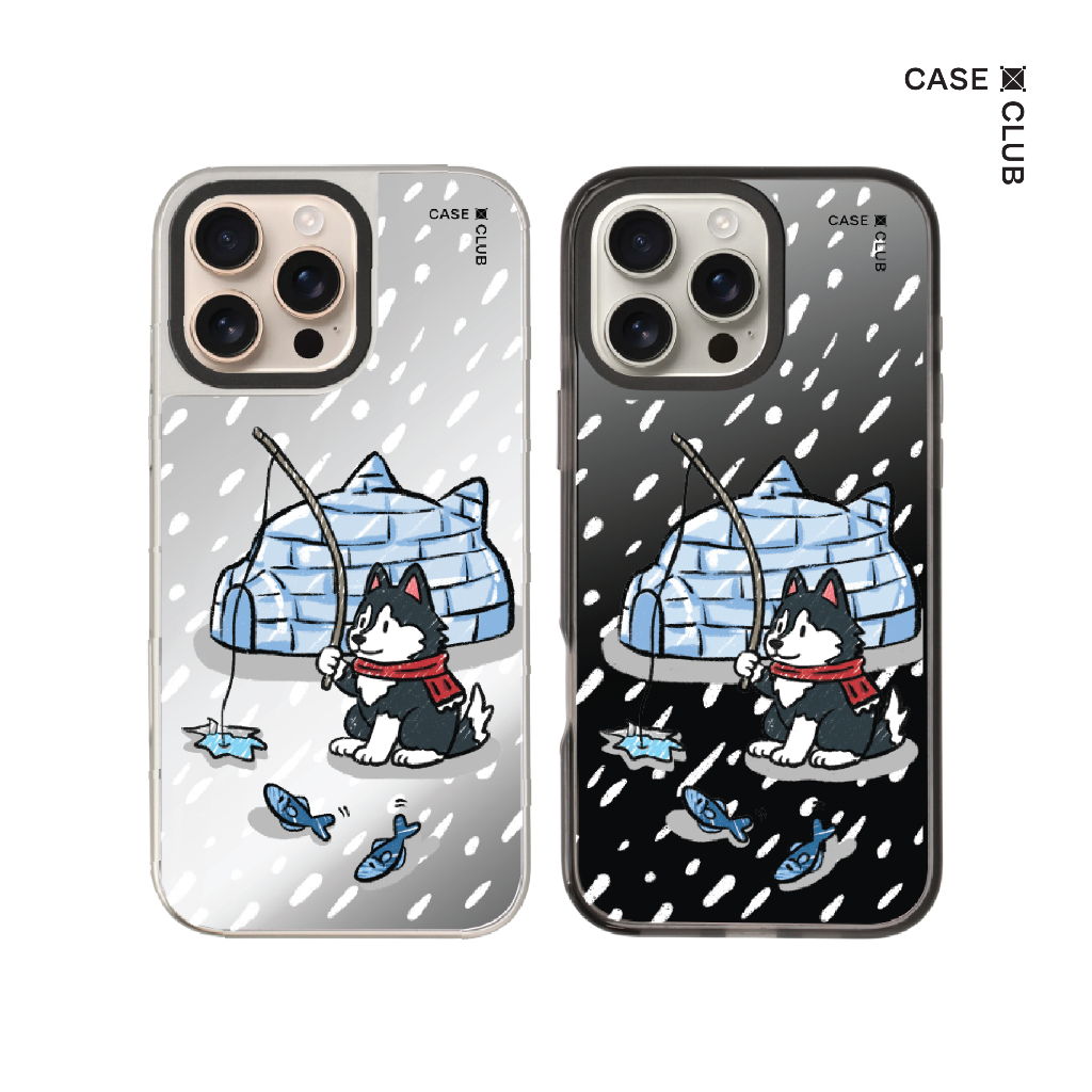 CaseClub เคสไอโฟน เคสกระจก ลาย Husky Eskimo สำหรับ i17 Pro Max/i17 Pro/i17 Air/i17