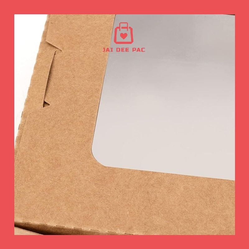 [50 ใบ] กล่องอาหารกระดาษ มีหน้าต่าง กล่องข้าว กล่องจัดเบรค จัดงานเลี้ยง คราฟท์ เคลือบ PE กันน้ำ Window - รูปที่ 2