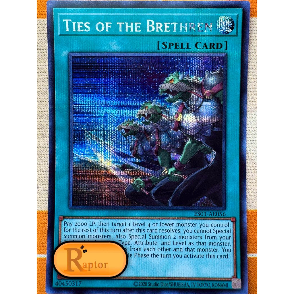 ES01-AE056 : Ties of the Brethren [Secret Rare] (Yu-Gi-Oh! Asia English : ลิขสิทธิ์แท้) - [RaptorzCa