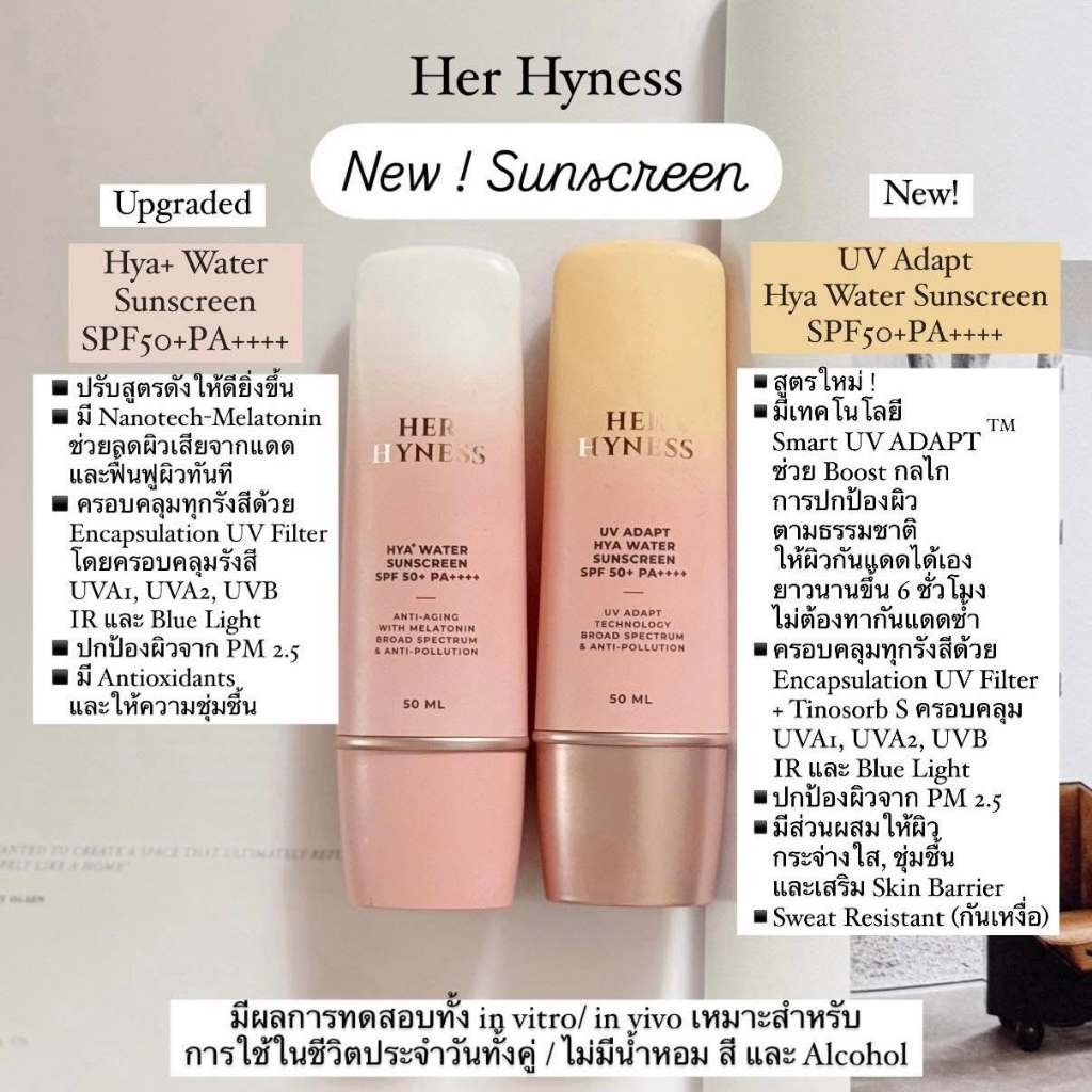 Her Hyness กันแดด: เลือกสูตรไหนดี? ปกป้องผิวแพ้ง่าย ชุ่มชื้น ไม่เหนอะหนะ