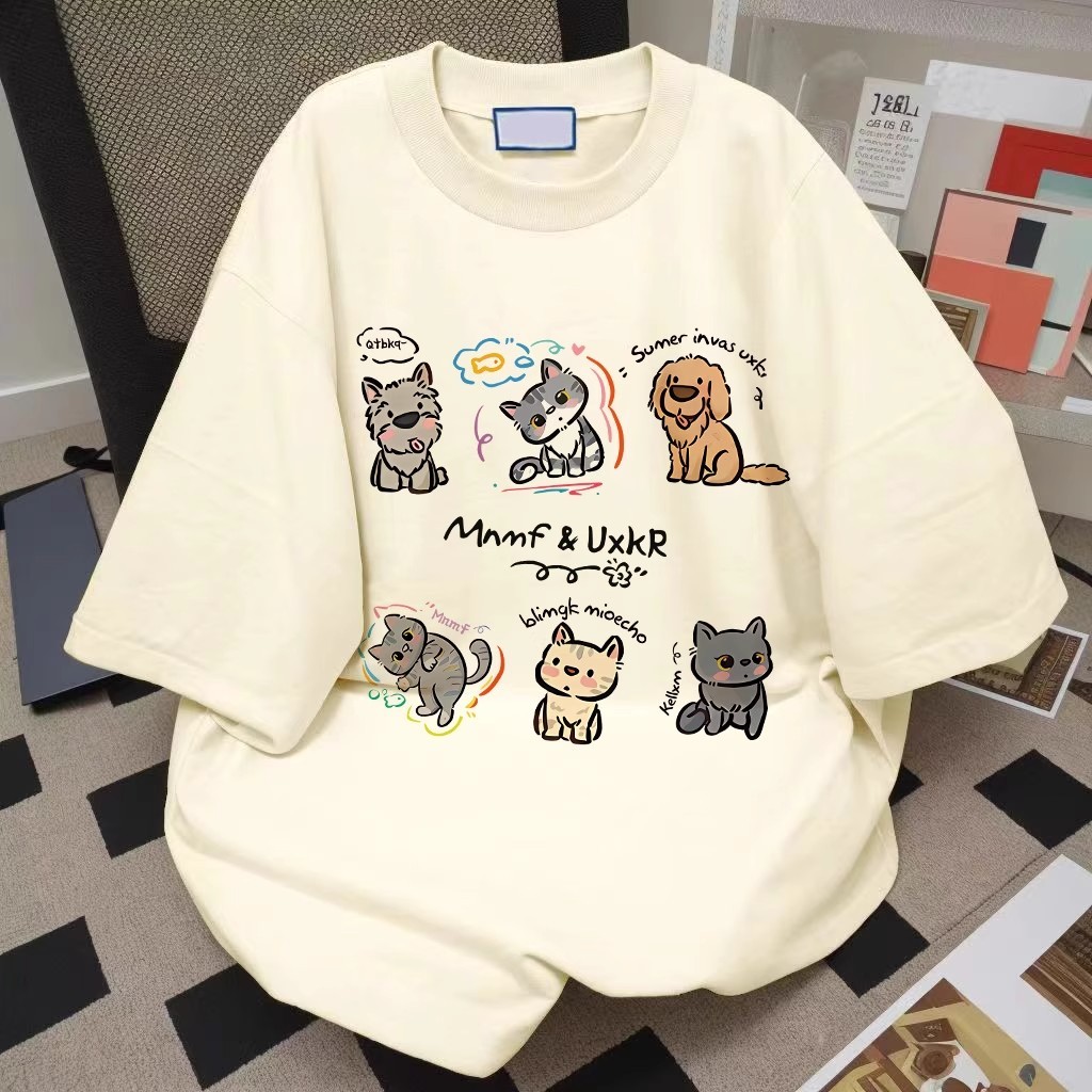 【สาวอวบ】✨เสื้อยืดแขนสั้นคอกลม เสื้อยืด แขนสั้น  ลายการ์ตูน แฟชั่นเกาหลี ใส่สบาย เสื้อยืดคอกลม oversize