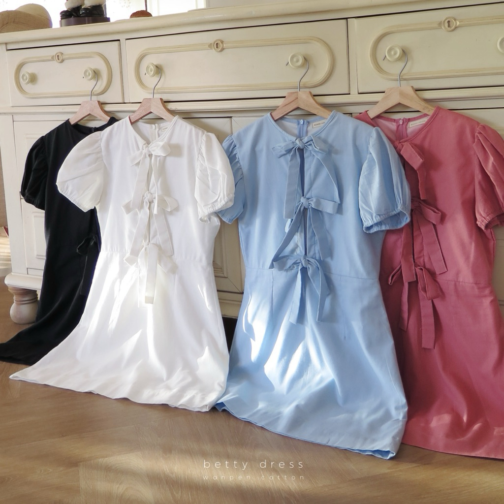 Betty top & dress เสื้อและเดรสแขนตุ๊กตารุ่นผูกโบว์ด้านหน้า ผ้าฝ้ายลินิน