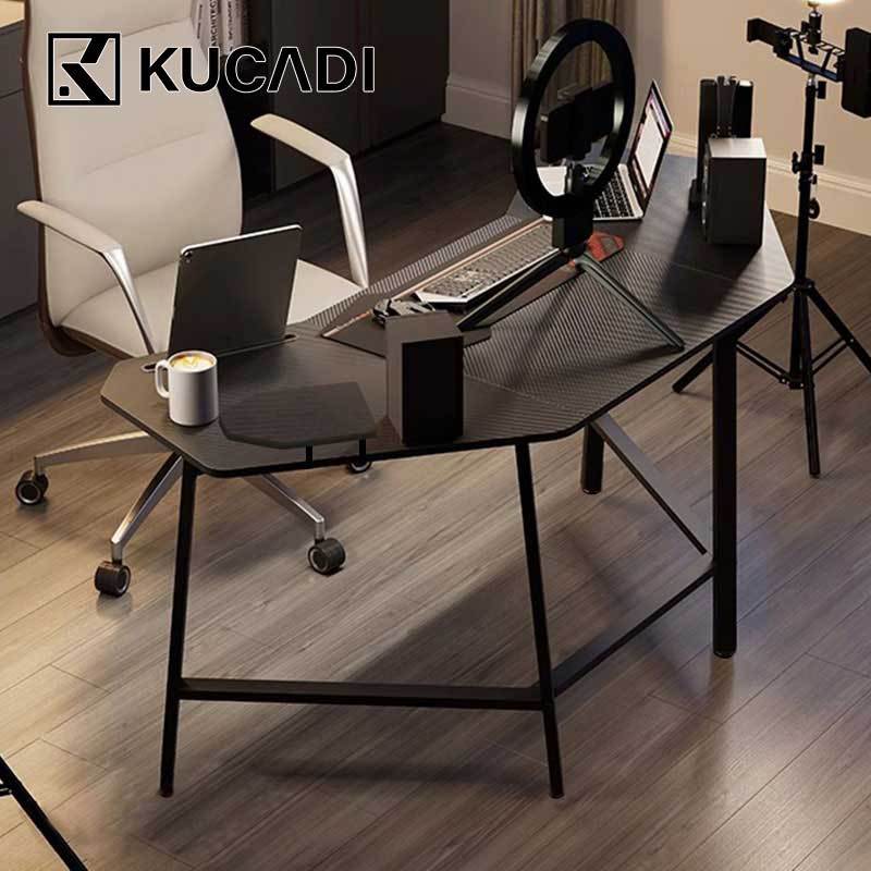 KUCADI โต๊ะคอม โต๊ะเกมมิ่ง 180/160/140CM ติดตั้งง่าย ขายึดโลหะ โต๊ะคอมพิวเตอร์ หน้าโต๊ะหนา [รับประกั