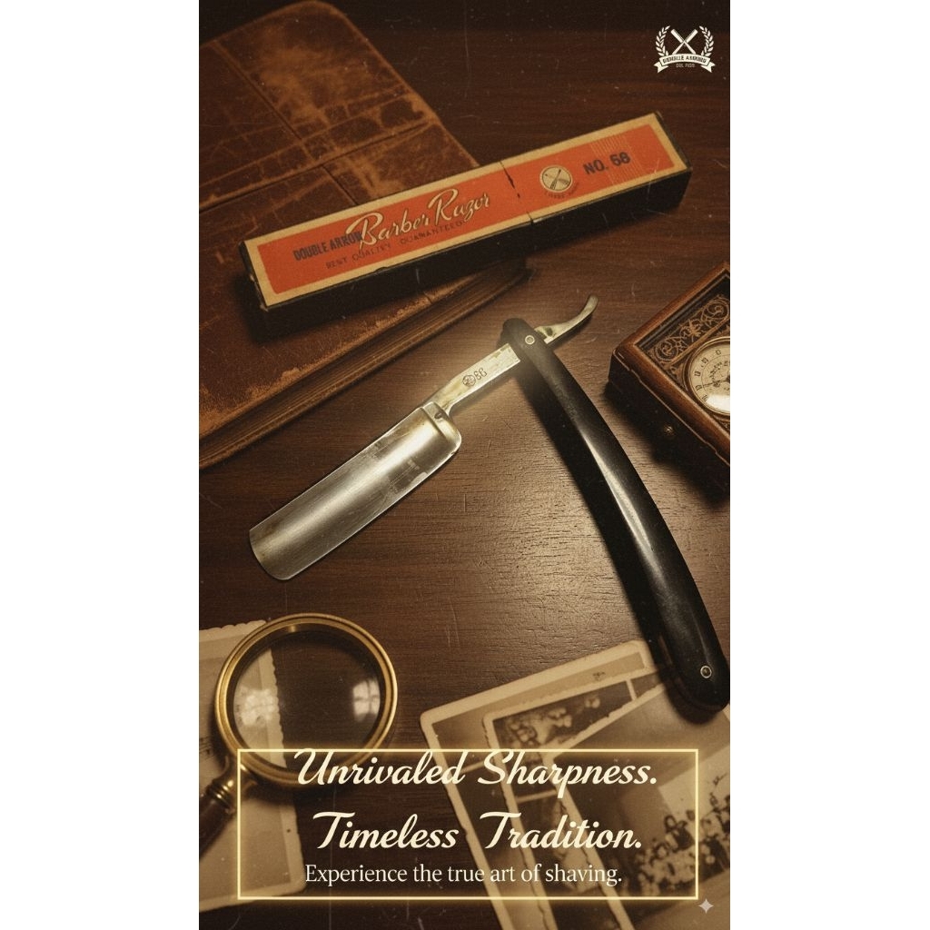 Double Arrow brandมีดโกนสะบัดหนังโบราณสำหรับช่างตัดผมมีดโกนBarber Razor
