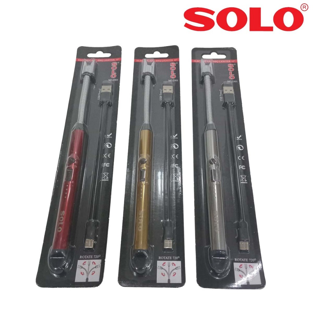 SOLO ไฟแช็กไฟฟ้าสายอ่อน 10 นิ้ว รุ่น 2501 ไฟแช็คพลาสม่า ปรับงอ 360° จุดติดง่าย ไร้เปลวไฟ ที่จุดเตาแก๊ส