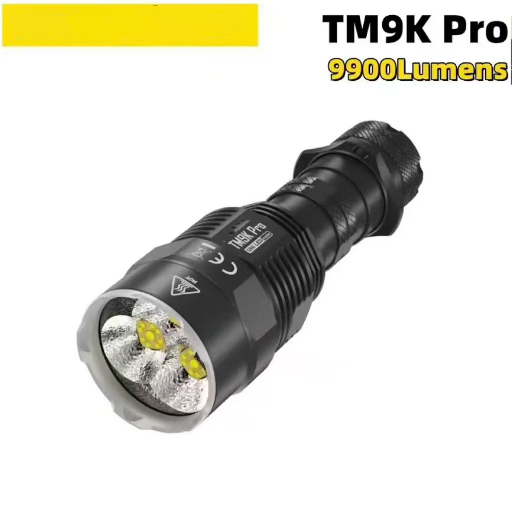 พร้อมส่ง TM9K PRO ไฟฉายกลป้องกันตัวเองเอาต์พุตสูง9900ลูเมน Type-C สามารถชาร์จได้แบตเตอรี่5000mAh ในต