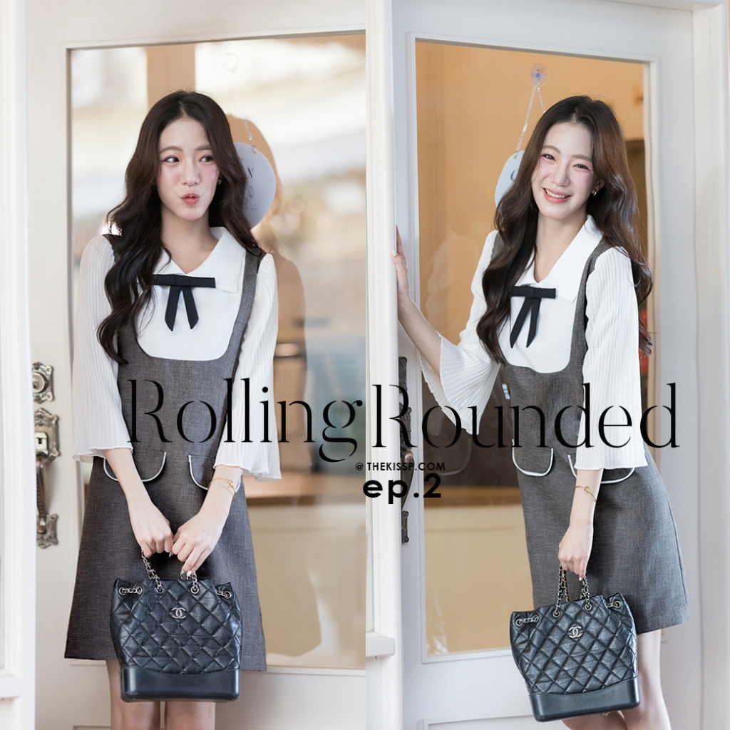 ROUNDED ROLLING' dress ((EP.2 TWEED) + FREE BLACK ribbon เข็มกลัดถอดออกจากชุดได้
