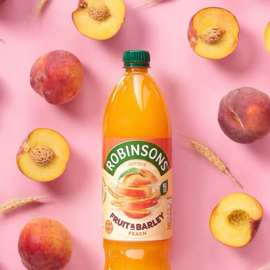 Robinsons Fruit & Barley Peach 1 ลิตร น้ำพีชและข้าวบาร์เลย์ สดชื่นและมีประโยชน์