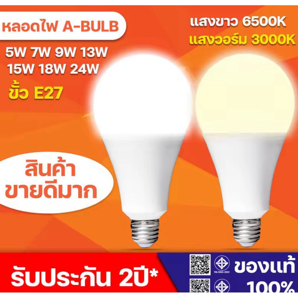 หลอดไฟ LED TKL หลอดLED ขั้วE27 หลอดไฟกลม ใช้ไฟฟ้าในบ้าน 220V หลอดไฟ 9W วอมถนอมตานวลตา