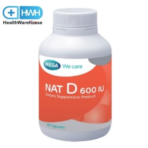 MEGA NAT D 600 IU เมก้า แนท ดี 600 ไอยู 60 แคปซูล Mega We Care