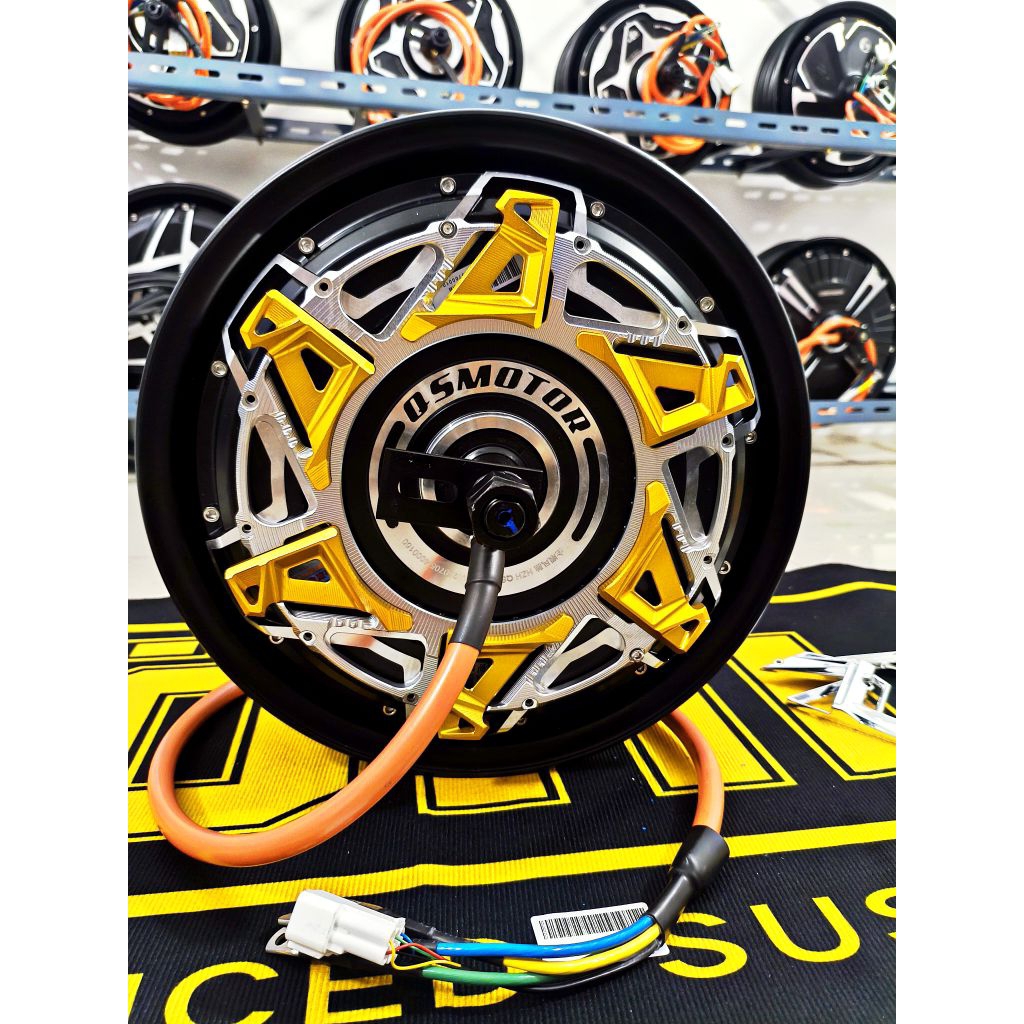 QS Motor 3000W V.6 ฮับมอเตอร์12นิ้ว สำหรับรถมอเตอร์ไซว์ไฟฟ้า ความเร็วสูงสุด160Gps+ สายรวม (พร้อมจัดส