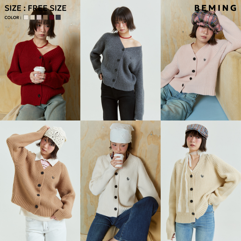Bemingtop1013(Freesize)-BMG Round Button Cardigan คาร์ดิแกนกระดุมกลมปักโลโก้ ใส่ง่ายทุกวัน