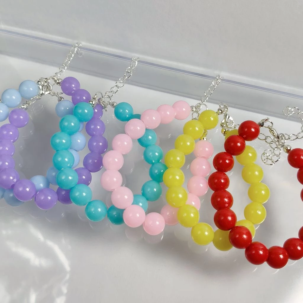 ⭐กำไลลูกปัดพลาสติก สร้อยข้อมือลูกปัด Handmade💕