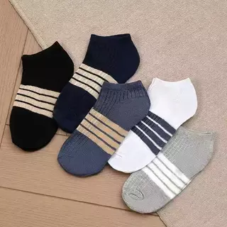 แพ็ค5คู่ พร้อมส่ง "CW-5" ถุงเท้าข้อสั้น มินิมอล ลายคาดกลาง สีพื้น ผ้านิ่ม ฟรีไซส์ มี5สี B11