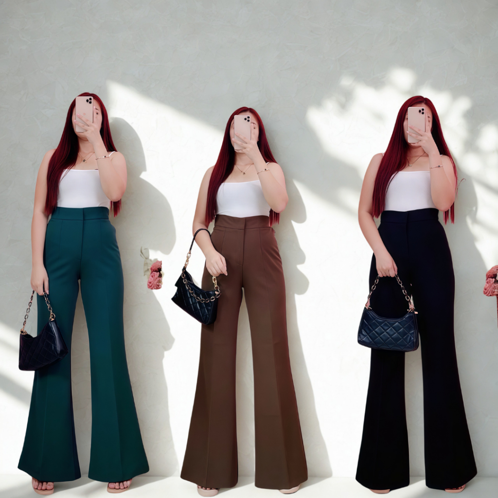 เฉพาะสีดำ!!  กางเกงขาม้า ตะขอหน้า เอวสูงขายาว MAM'S SHAPE WEAR