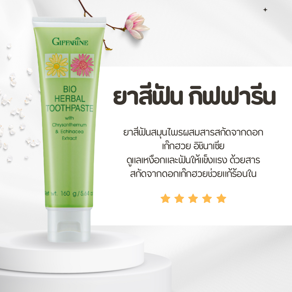 ยาสีฟัน สมุนไพร ผสมสารสกัดจากดอกเก๊กฮวย แก้ร้อนใน แผลในปาก  Bio Herbal Toothpaste with Chrysanthemum & Echinacea Eatrac