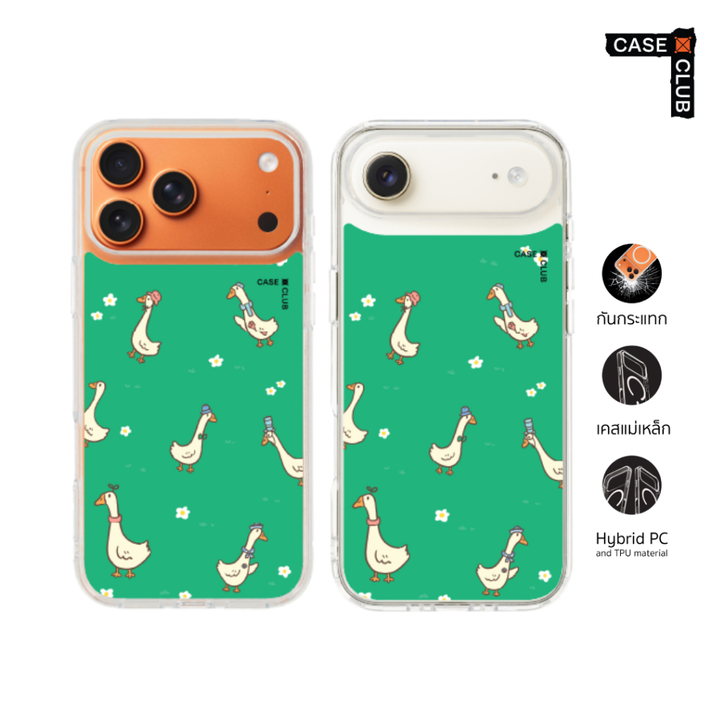 CaseClub เคสไอโฟน ซัมซุง เคสแม่เหล็ก ลาย Flower Duck Pattern ห่านน้อยนักเดินทาง สำหรับ i17 Pro Max/i17 Pro/i Air/i17