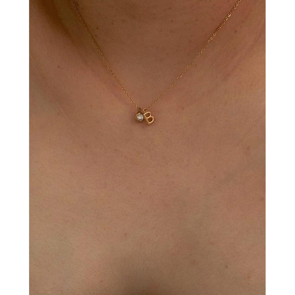 สร้อยสเตนเลสสตีล กันน้ำกันเหงื่อ waterproof, nickle free, waterproof HER OBJECTIVE_HER LAYLA INITIAL NECKLACE