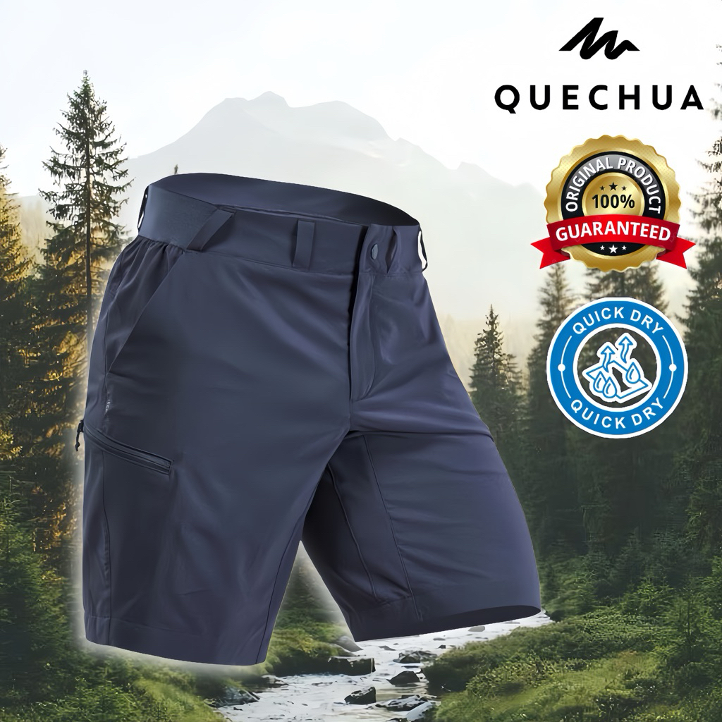 กางเกงเดินป่าขาสั้นสำหรับผู้ชาย รุ่น MH100 (สี Slate Grey) QUECHUA