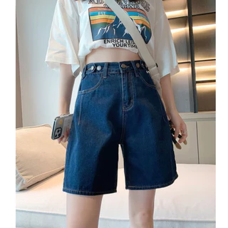 กางเกงยีนส์ขากระบอก สามส่วน SIZE S-14XL เอวสม็อคปรับกระดุม