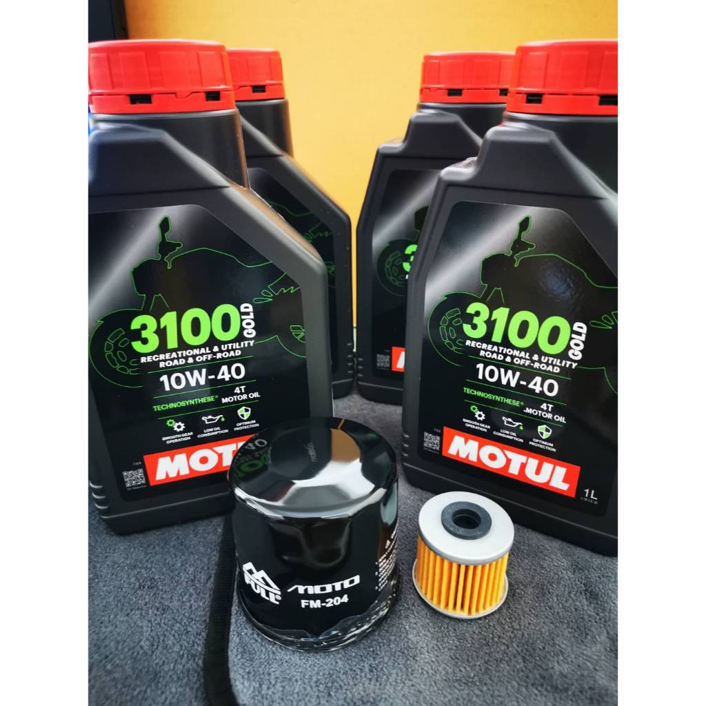 ชุดถ่ายน้ำมันเครื่อง MOTUL 3100 GOLD 10W-40 4 ลิตร ฟรีกรอง FM-204 & FR-117  HONDA NC700X  X-ADV 750