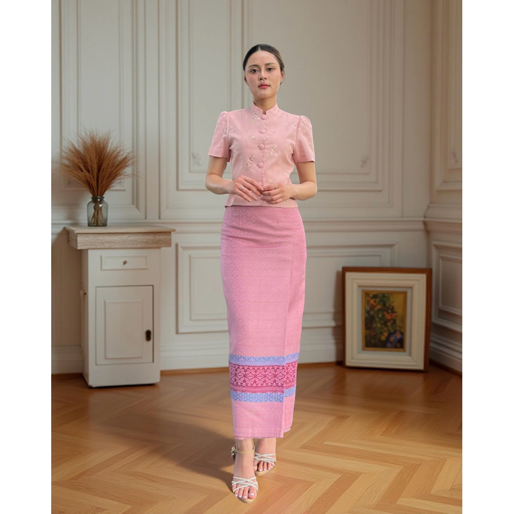 ชุดเซ็ตจิตรลดา_ลินินปัก-ฝ้ายทอมือยกดอก - รูปที่ 2