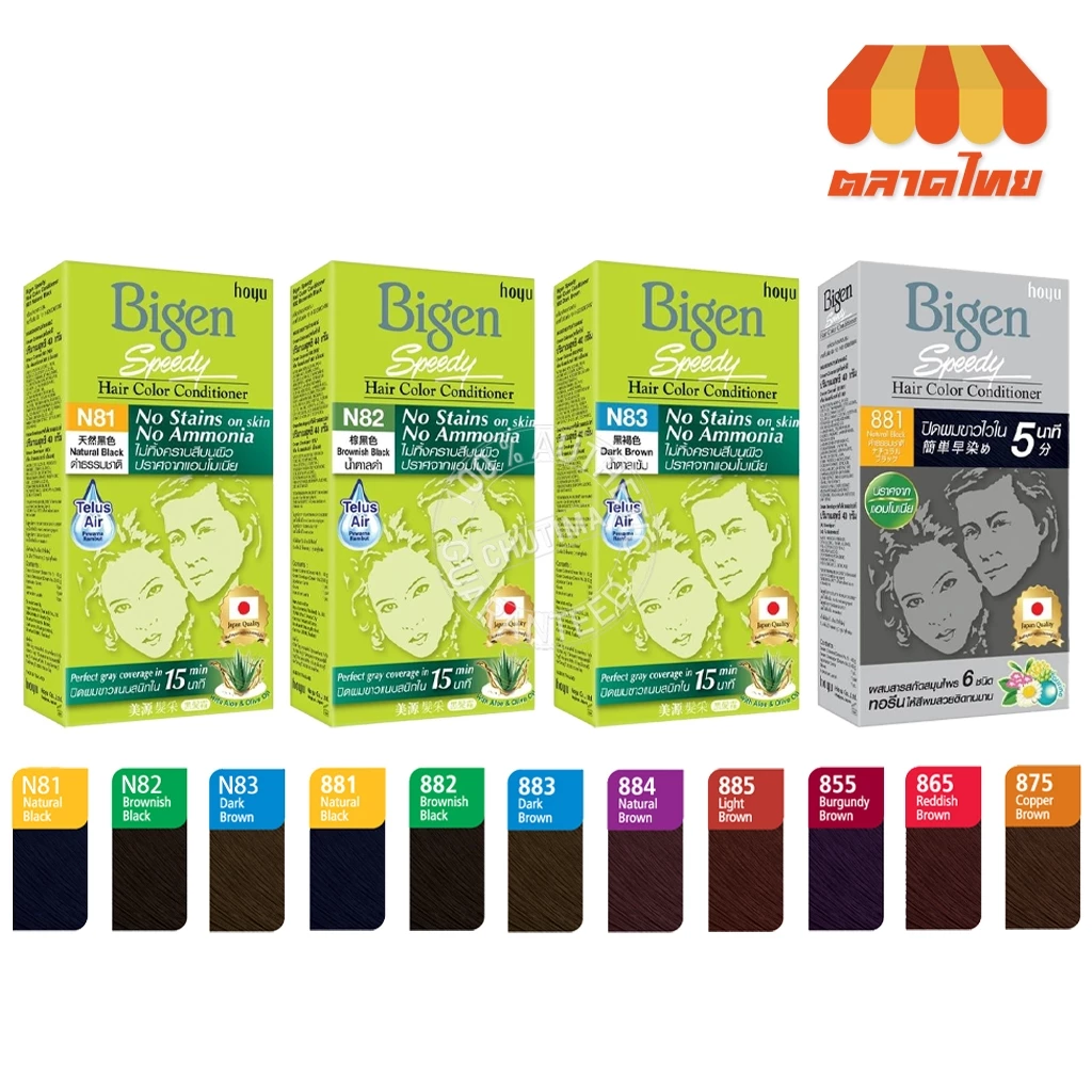 สีย้อมผม ปิดผมขาว บีเง็น สปีดี้ แฮร์ คัลเลอร์ คอนดิชันเนอร์ ไม่มีแอมโมเนีย Bigen Speedy Hair Color Conditioner