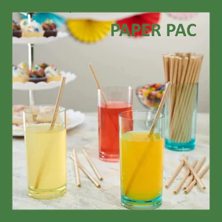 [100 ชิ้น] หลอดกระดาษ สีขาว 6 มม x 197 มม เป็นมิตรกับสิ่งแวดล้อม ย่อยสลายได้ Paper Straw