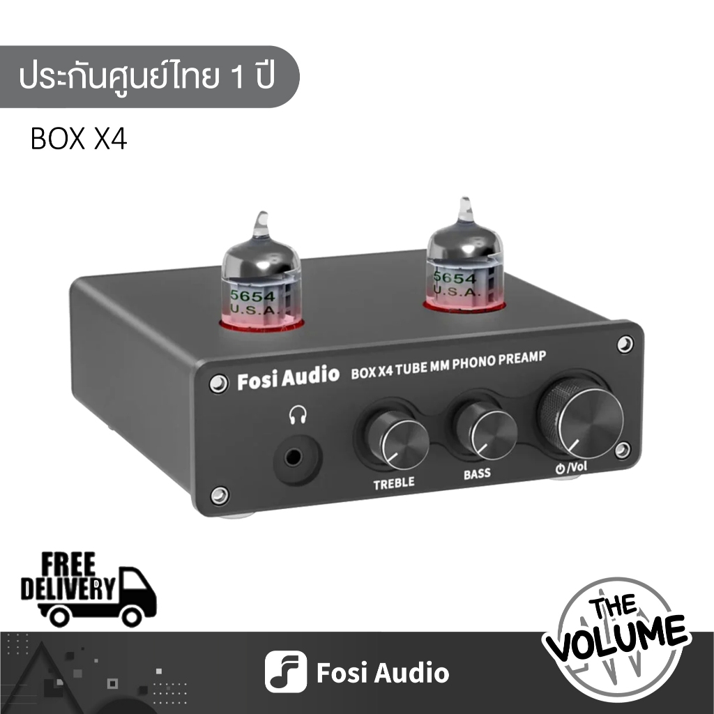 Fosi Audio BOX X4 Vacuum Tube MM Phono Preamp/Headphone Amplifier JAN 5654W x2 ปรับเบสแหลมได้