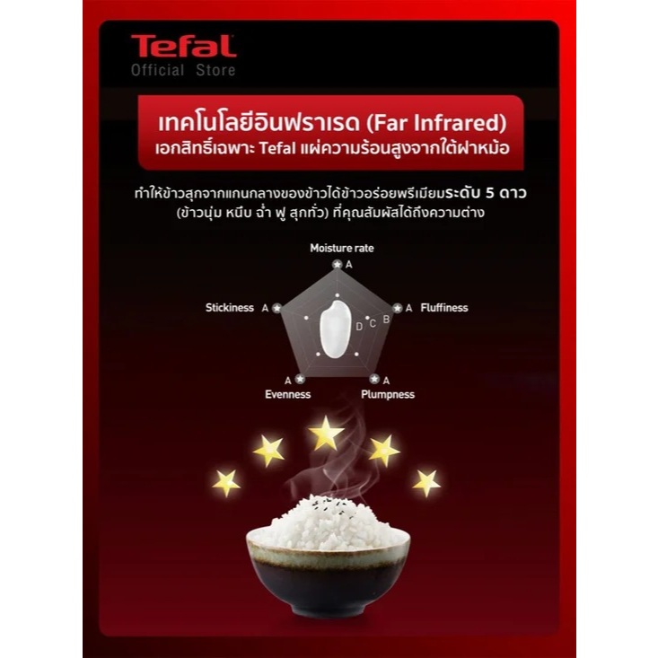 Tefal หม้อหุงข้าวดิจิตอล DELIRICE MAX 1.8 ลิตร รุ่น RK7778T0 13 โปรแกรม