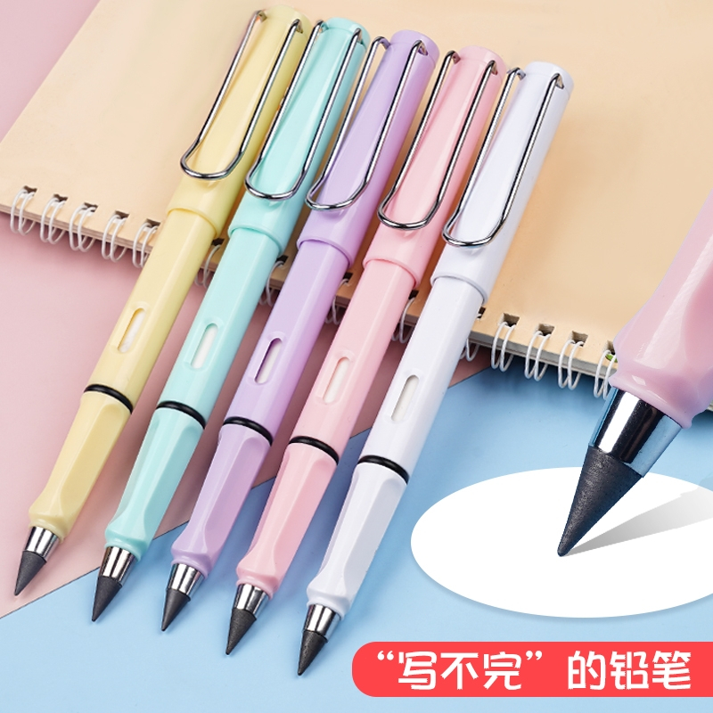 【6pcs】ดินสอไม่ต้องเหลา เทียบเท่าดินสอไม้ 100แท่ง HB เครื่องเขียน ดินสอแบบใหม่ไม่ต้องเหลา ยางลบในตัว