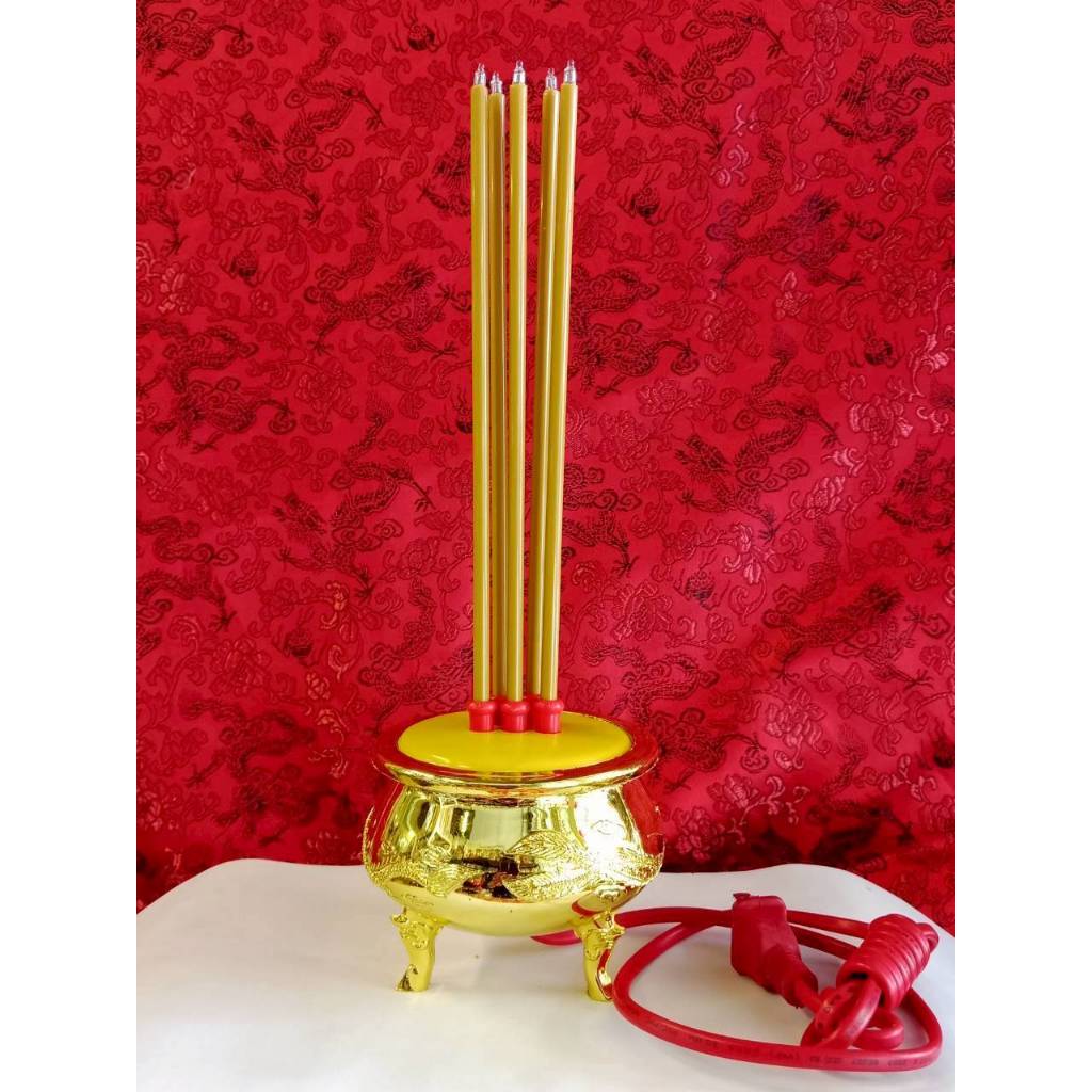 กระถางธูปไฟฟ้า 5 ดอก  เหมาะกับการเสียบปลั๊กไหว้เจ้าที่ ตี่จูเอี๊ยที่บ้าน หรือถวายศาลทีกง ปลอดภัยไร้ควัน ใช้งานง่าย