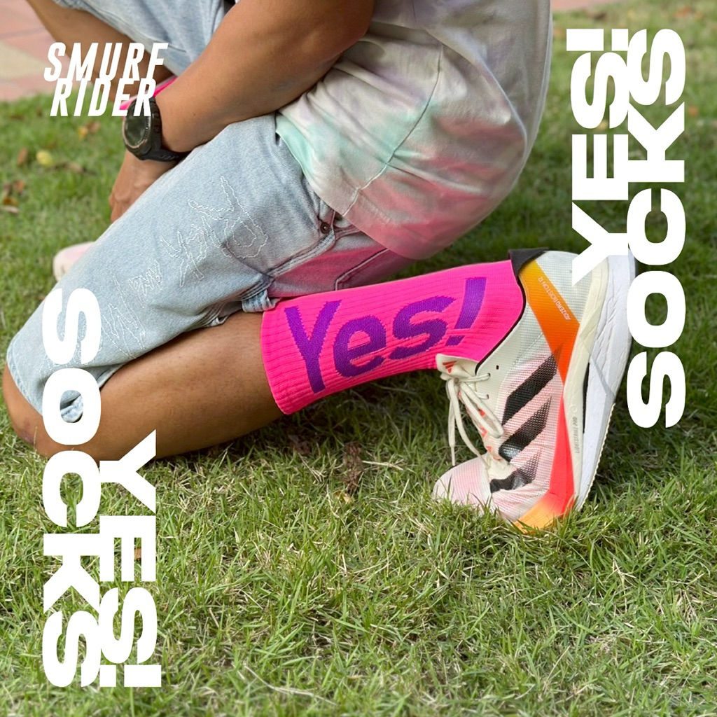 🇹🇭พร้อมส่งจากไทย YES! SOCKS ถุงเท้าออกกำลังกายปักลายแฟชั่นสีสันสดใส